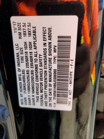 7FARW1H89JE006960 - 2018 HONDA CR-V EXL Қара фото 14