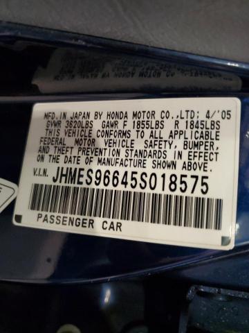 JHMES96645S018575 - 2005 HONDA CIVIC HYBRID Blau Foto 12