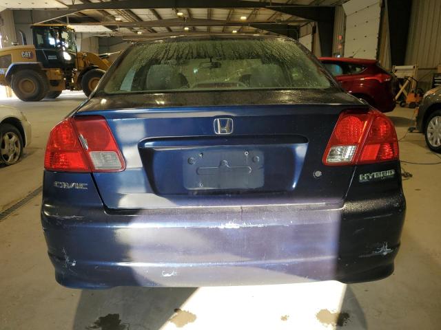 JHMES96645S018575 - 2005 HONDA CIVIC HYBRID Blau Foto 6
