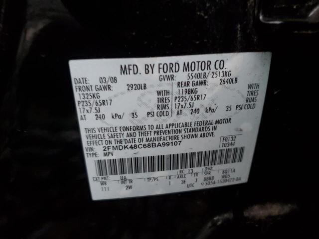 2FMDK48C68BA99107 - 2008 FORD EDGE SEL BLACK photo 13