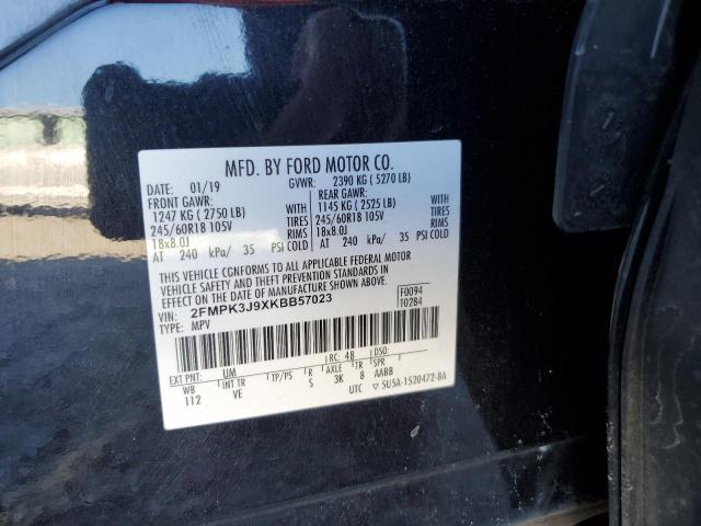 2FMPK3J9XKBB57023 - 2019 FORD EDGE SEL BLACK photo 13