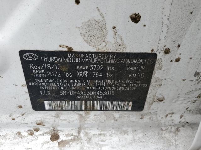 5NPDH4AE3DH453016 - 2013 HYUNDAI ELANTRA GLS WHITE photo 12