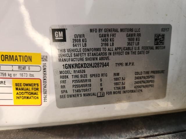 1GNKRGKD2HJ287944 - 2017 CHEVROLET TRAVERSE LT 白色 照片 13