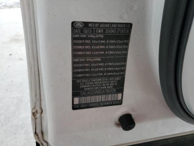 SALAG2V60GA793726 - 2016 LAND ROVER LR4 HSE WHITE photo 12