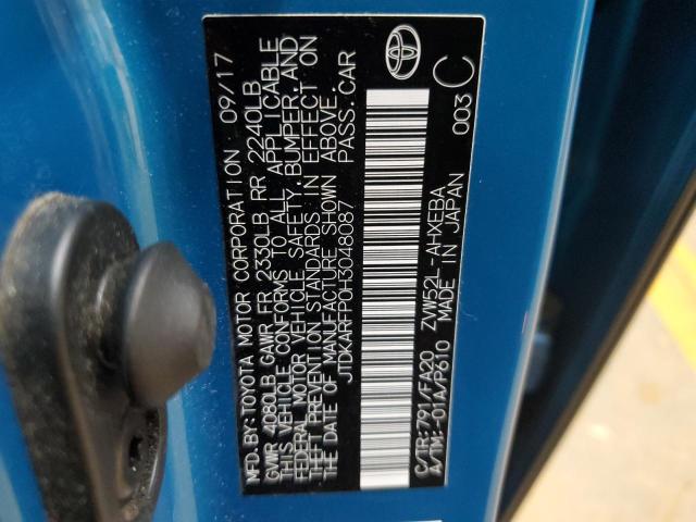 JTDKARFP0H3048087 - 2017 TOYOTA PRIUS PRIM Turkuaz fotoğraf 12