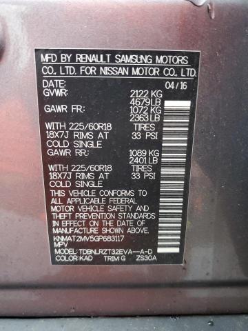 KNMAT2MV5GP683117 - 2016 NISSAN ROGUE S GRAY photo 13