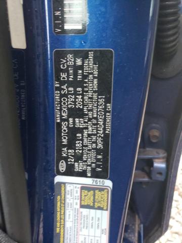 3KPF24AD4KE076361 - 2019 KIA FORTE FE 蓝色 照片 12