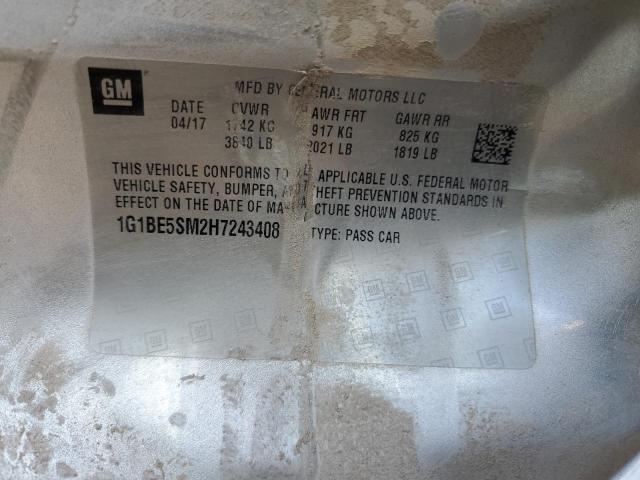 1G1BE5SM2H7243408 - 2017 CHEVROLET CRUZE LT Gümüş fotoğraf 12