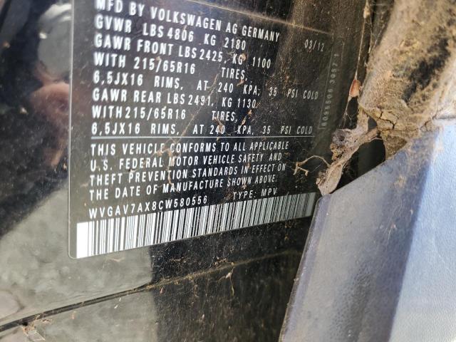 WVGAV7AX8CW580556 - 2012 VOLKSWAGEN TIGUAN S Qara foto 13