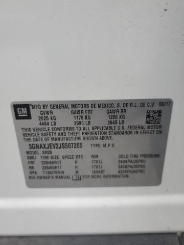 3GNAXJEV2JS507266 - 2018 CHEVROLET EQUINOX LT Beyaz fotoğraf 13