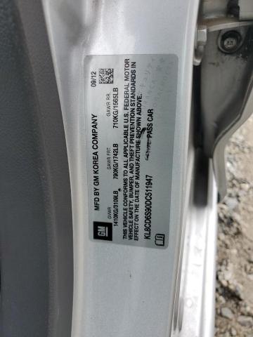 KL8CD6S90DC511947 - 2013 CHEVROLET SPARK 1LT SILVER photo 12