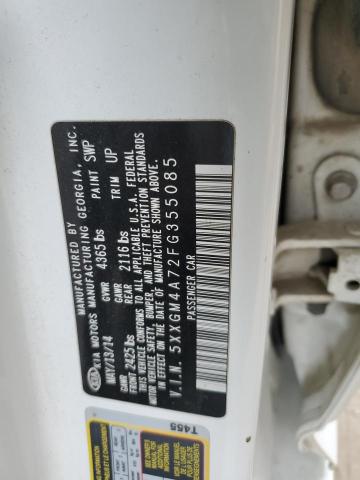 5XXGM4A72FG355085 - 2015 KIA OPTIMA LX WHITE photo 12