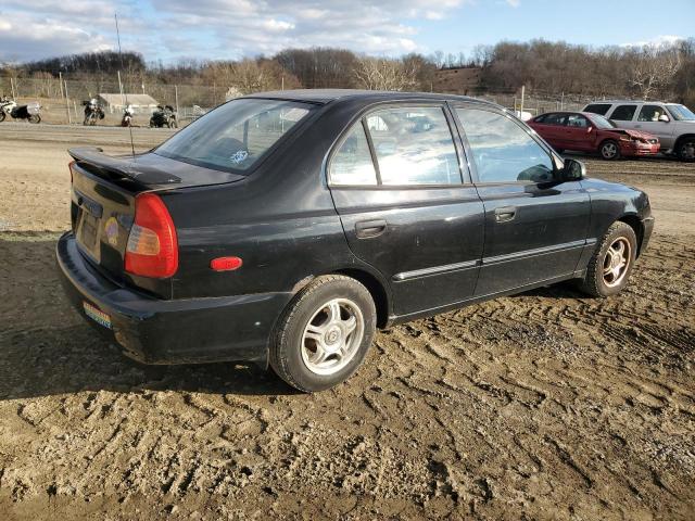 KMHCG45C21U218532 - 2001 HYUNDAI ACCENT GL BLACK photo 3