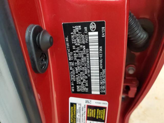 4T1BF3EK9BU688705 - 2011 TOYOTA CAMRY BASE أحمر صورة 12