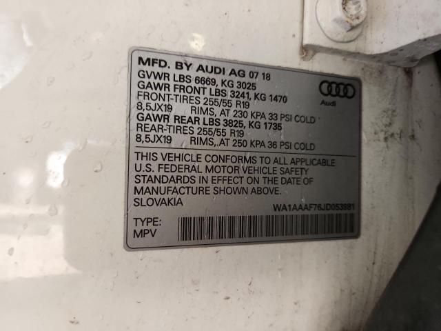 WA1AAAF76JD053981 - 2018 AUDI Q7 PREMIUM أبيض صورة 13