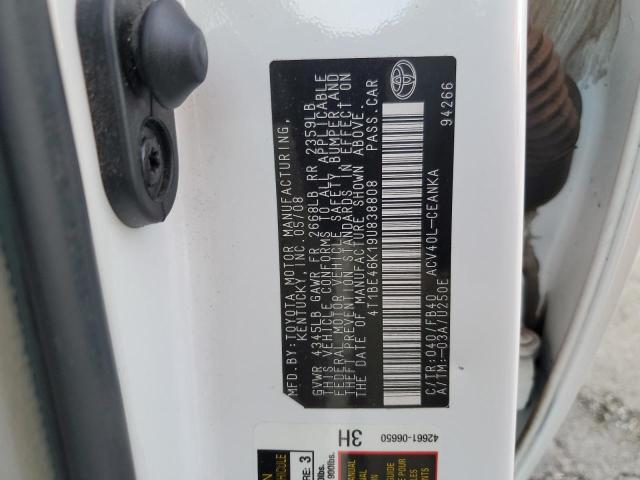 4T1BE46K19U838808 - 2009 TOYOTA CAMRY BASE Ақ фото 12