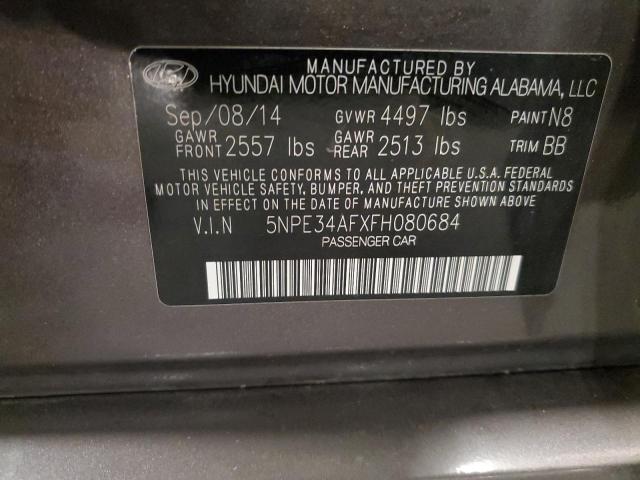 5NPE34AFXFH080684 - 2015 HYUNDAI SONATA SPORT BROWN photo 12