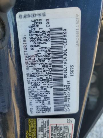 4T1BE30K24U292998 - 2004 TOYOTA CAMRY LE 蓝色 照片 12