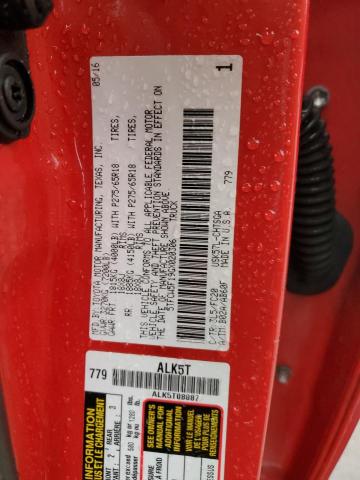 5TFCW5F19GX020306 - 2016 TOYOTA TUNDRA DOUBLE CAB SR/SR5 RED photo 12