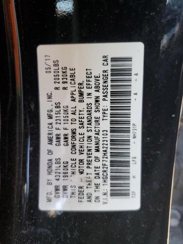 1HGCR2F72HA223103 - 2017 HONDA ACCORD EX BLACK photo 12