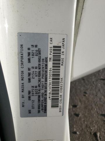 JM1BL1V78C1700584 - 2012 MAZDA 3 I WHITE photo 12