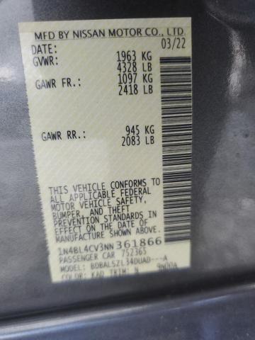 1N4BL4CV3NN361866 - 2022 NISSAN ALTIMA SR 灰色 照片 13