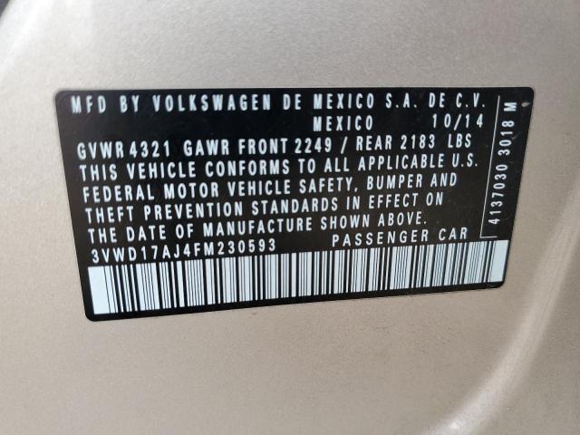 3VWD17AJ4FM230593 - 2015 VOLKSWAGEN JETTA SE BEIGE photo 12