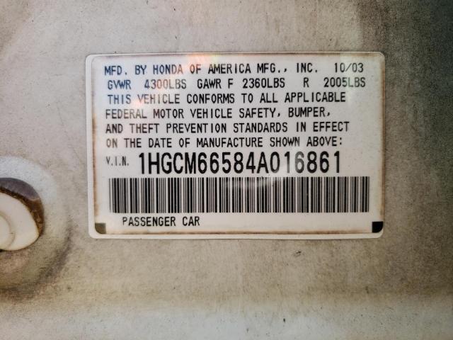 1HGCM66584A016861 - 2004 HONDA ACCORD EX Weiß Foto 12