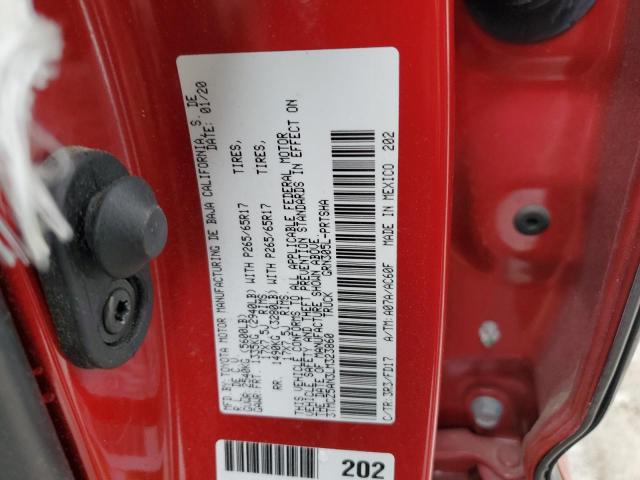 3TMCZ5AN3LM323860 - 2020 TOYOTA TACOMA DOUBLE CAB RED photo 12