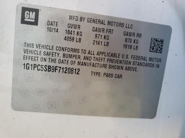 1G1PC5SB9F7120812 - 2015 CHEVROLET CRUZE LT თეთრი ფოტო 13