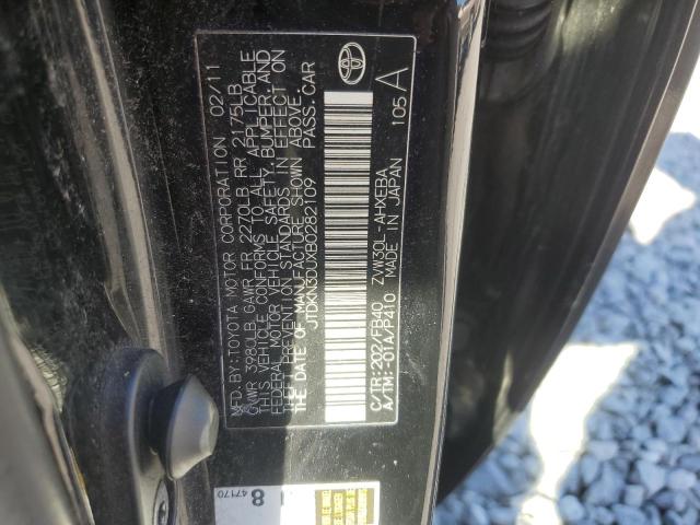 JTDKN3DUXB0282109 - 2011 TOYOTA PRIUS Schwarz Foto 12