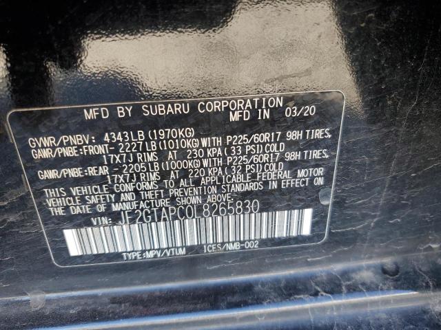 JF2GTAPC0L8265830 - 2020 SUBARU CROSSTREK PREMIUM შავი ფოტო 13