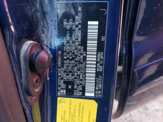 JTEEP21A170227594 - 2007 TOYOTA HIGHLANDER SPORT BLUE photo 12