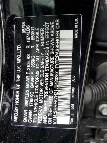 SHHFK7H21JU420287 - 2018 HONDA CIVIC LX BLACK photo 13