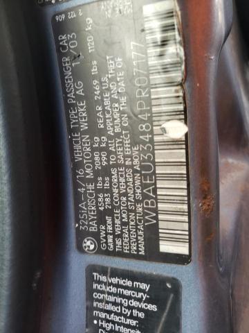 WBAEU33484PR07177 - 2004 BMW 3 SERIES XI 蓝色 照片 12