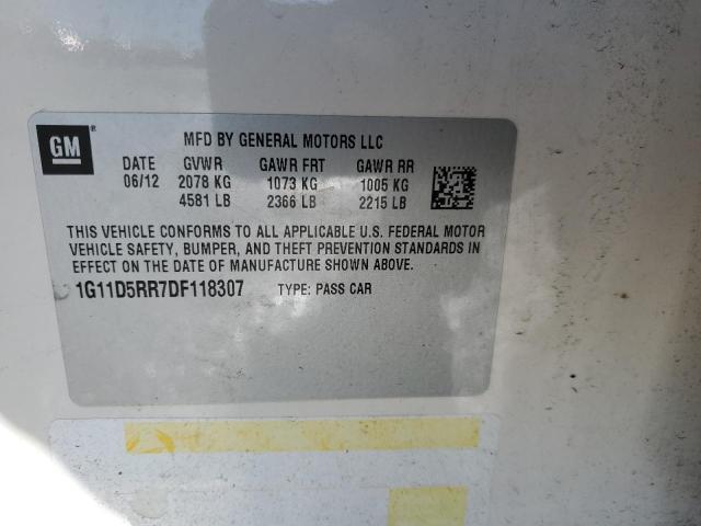 1G11D5RR7DF118307 - 2013 CHEVROLET MALIBU 1LT 白色 照片 12