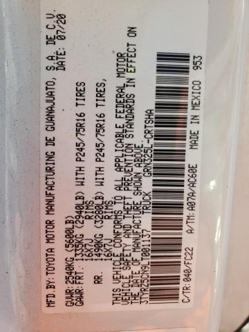 3TYRZ5CN9LT001137 - 2020 TOYOTA TACOMA ACCESS CAB Ақ фото 13