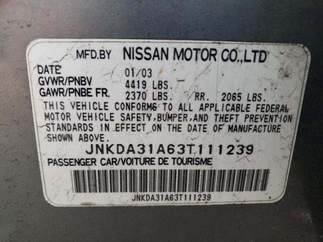 JNKDA31A63T111239 - 2003 INFINITI I35 SILVER photo 12