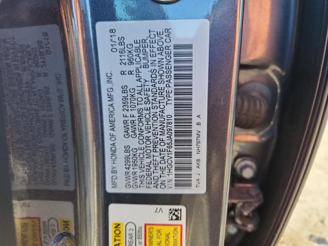 1HGCV1F65JA097810 - 2018 HONDA ACCORD EXL GRAY photo 12