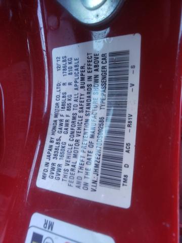 JHMZE2H70DS002586 - 2013 HONDA INSIGHT EX RED photo 12