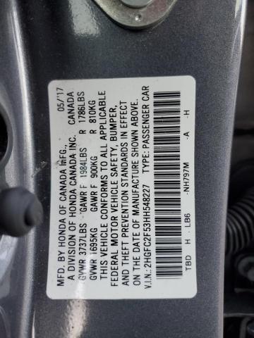 2HGFC2F53HH548227 - 2017 HONDA CIVIC LX Boz foto 12