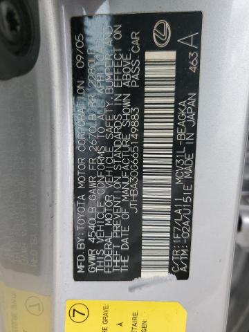 JTHBA30G665149883 - 2006 LEXUS ES 330 SILVER photo 12
