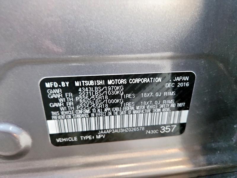 JA4AP3AU3HZ026578 - 2017 MITSUBISHI OUTLANDER ES ნაცრისფერი ფოტო 13