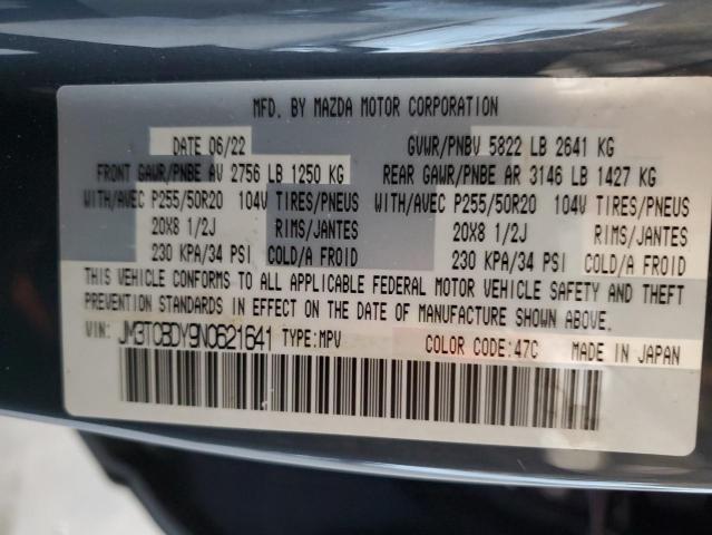 JM3TCBDY9N0621641 - 2022 MAZDA CX-9 GRAND TOURING BLUE photo 13