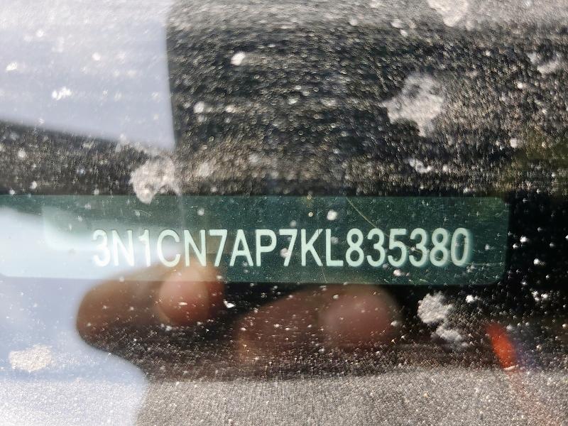 3N1CN7AP7KL835380 - 2019 NISSAN VERSA S BLACK photo 13