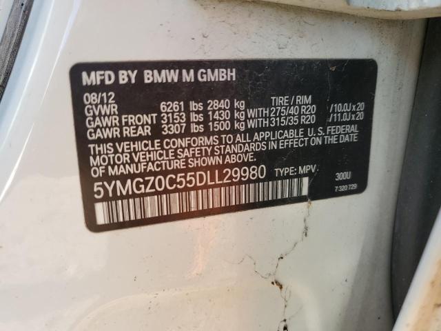 5YMGZ0C55DLL29980 - 2013 BMW X6 M WHITE photo 12