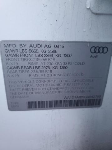 WA1D7AFP9GA042768 - 2016 AUDI Q5 PREMIUM PLUS S-LINE WHITE photo 13