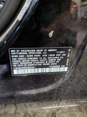 1VWCN7A30CC032401 - 2012 VOLKSWAGEN PASSAT SEL BLACK photo 12