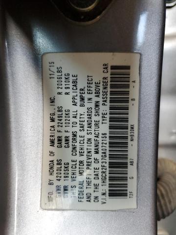 1HGCR2F37GA072156 - 2016 HONDA ACCORD LX SILVER photo 13
