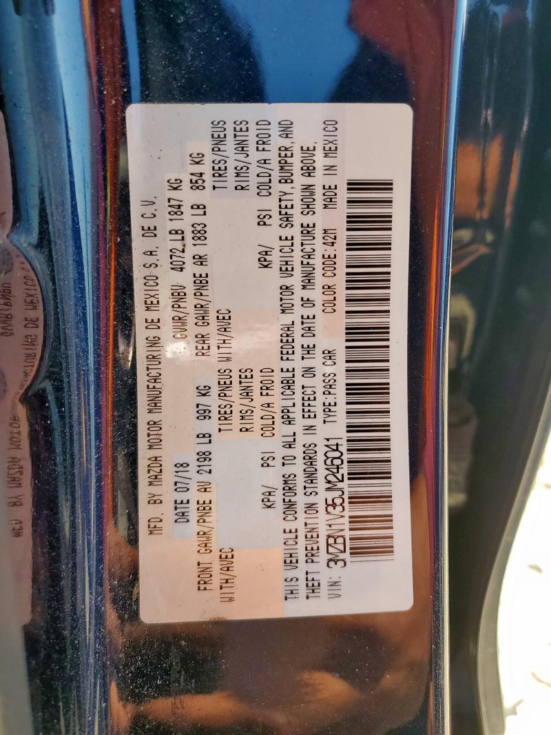 3MZBN1V35JM246041 - 2018 MAZDA 3 TOURING BLUE photo 12